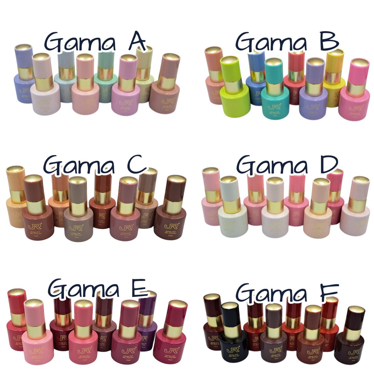 Gama Gel Semipermanente JR 8 Pz De 15 ml - Elige Gama - Gama B