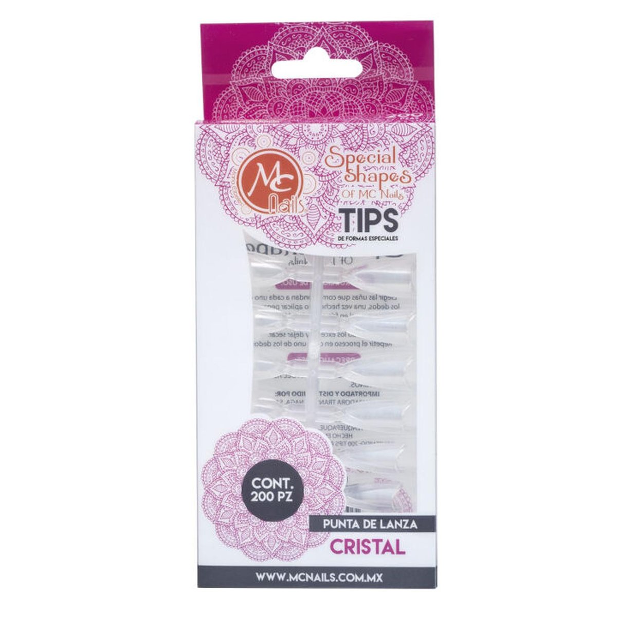 Tips 200 pz Punta de Lanza Cristal MC Nails