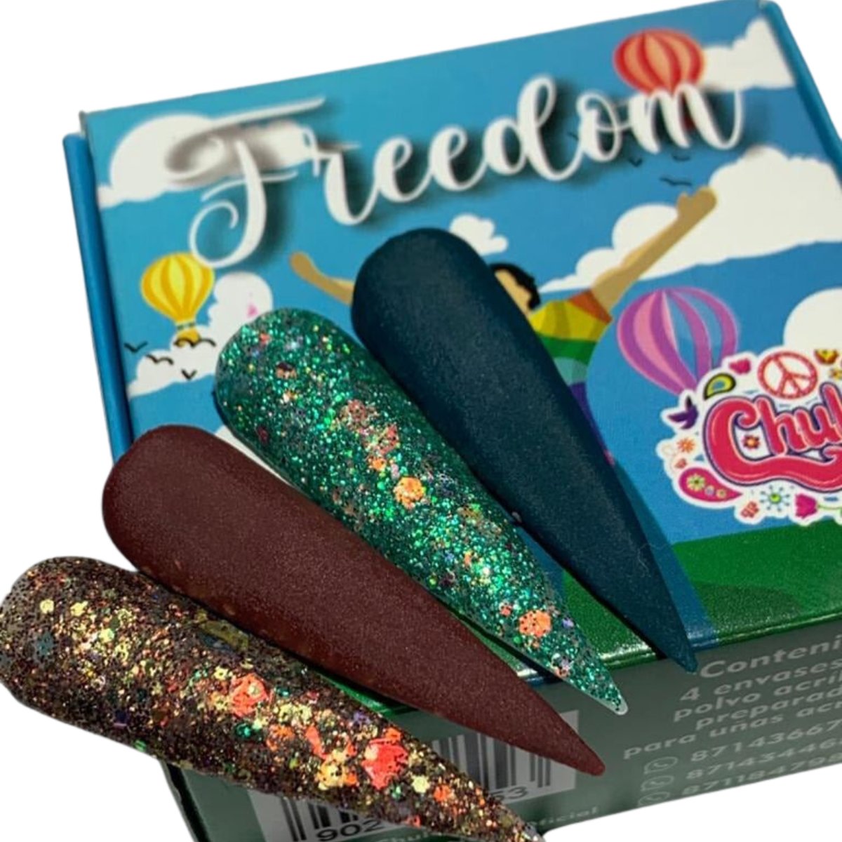 COLECCION DE ACRILICOS FREEDOM 4 PZAS. Chula Nails
