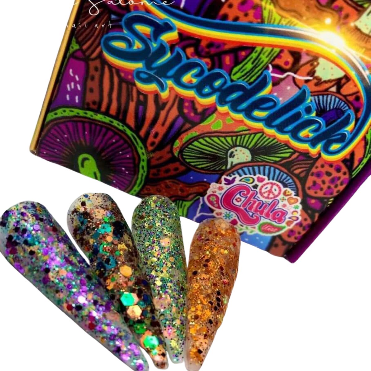 COLECCION DE ACRILICOS SYCODELICK 4 PZAS. Chula Nails