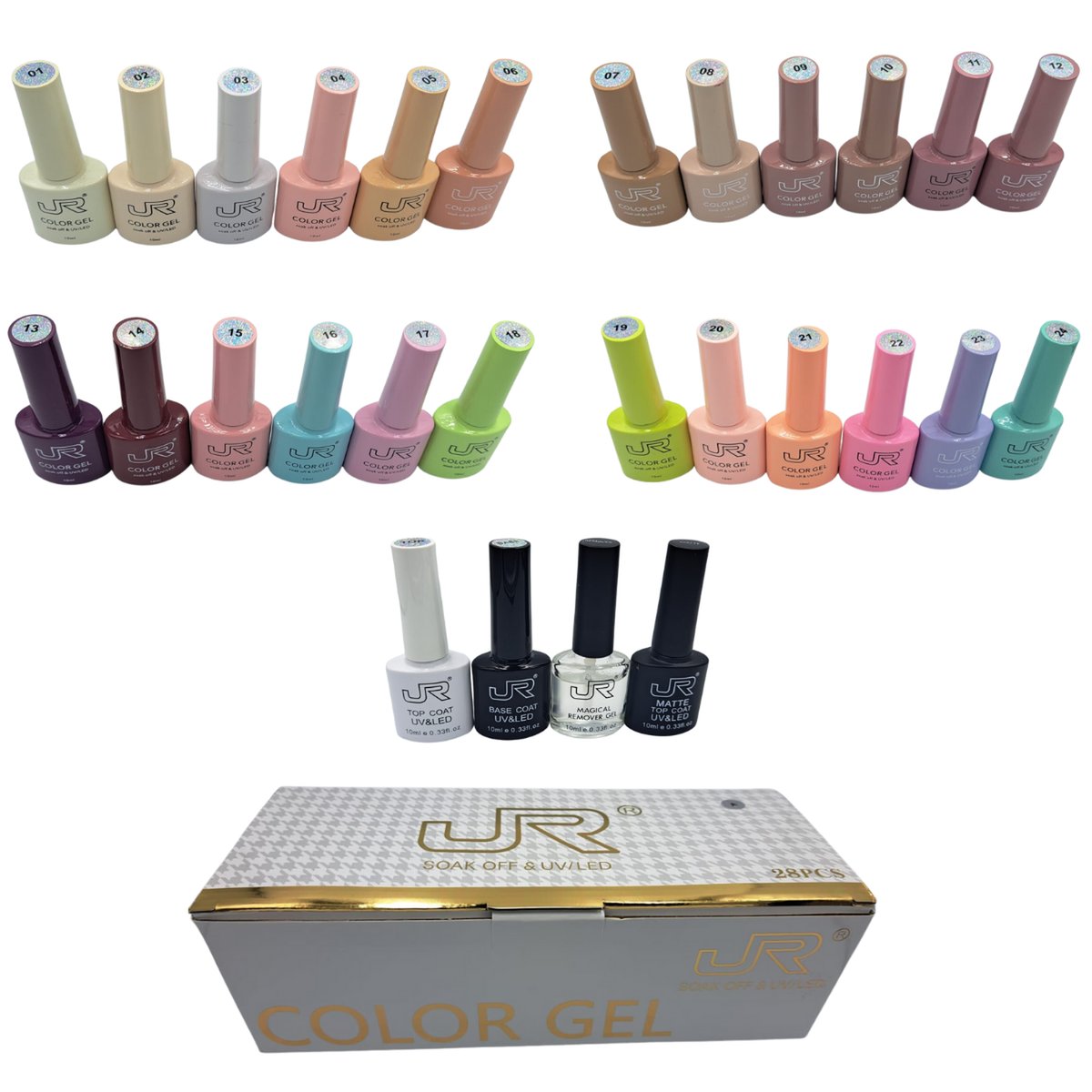 Estuche Gel Semipermanente JR 28 Pz 10 ml - Escoge Gama A - GAMA A