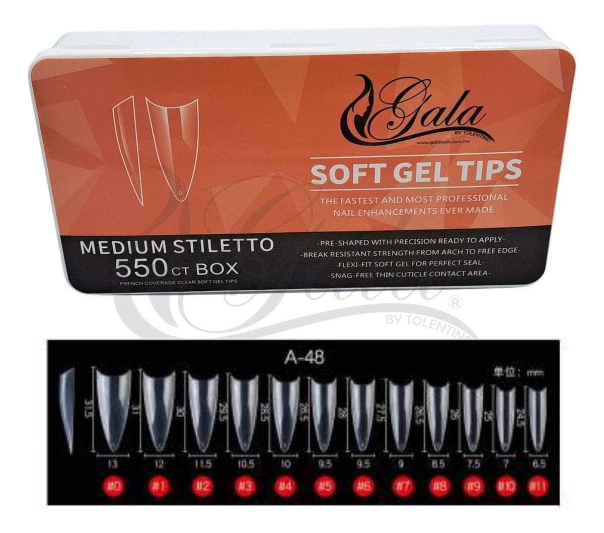 Soft Gel Tips Diferentes Modelos Y Tamaños Paquete Uñas - Medium Stiletto 550 CT Box