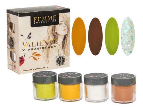 Polvo Acrilico Femme Valiente Y Apasionada 4 Pz Mc Nails