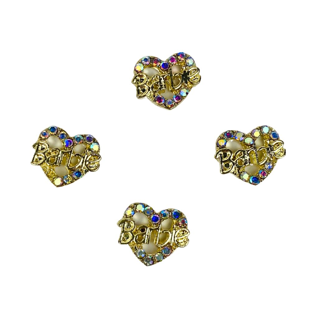 Dije Corazón Barbie Dorado 4 pzas Fantasy Nails