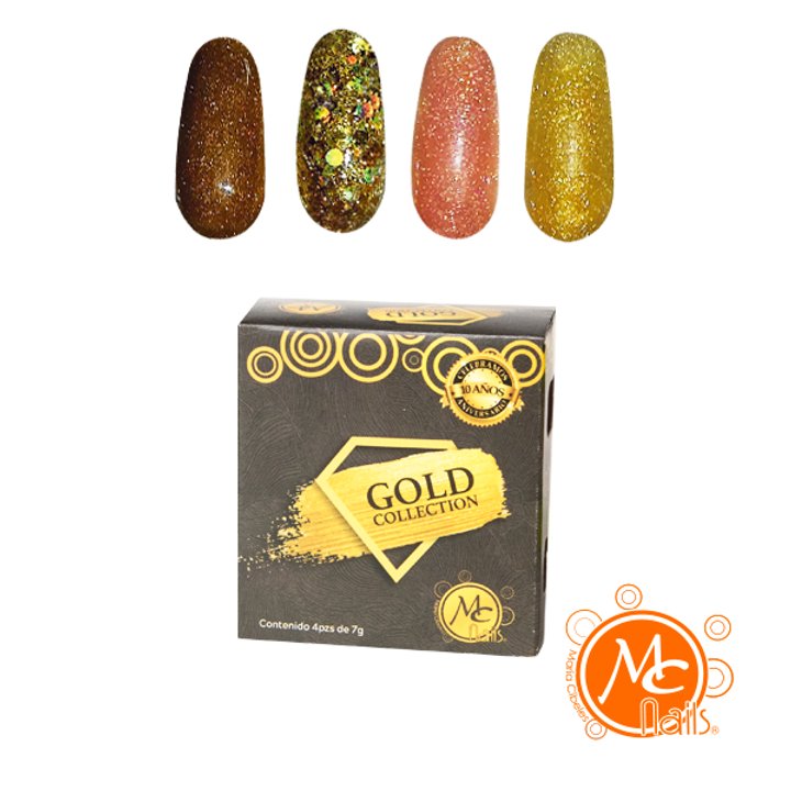 Caja de Polvo acrílico Gold 4 pz MC