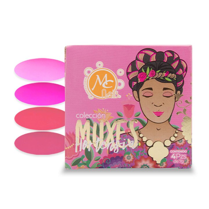 Colección de acrílicos Muxes HORTENCIA 4pz