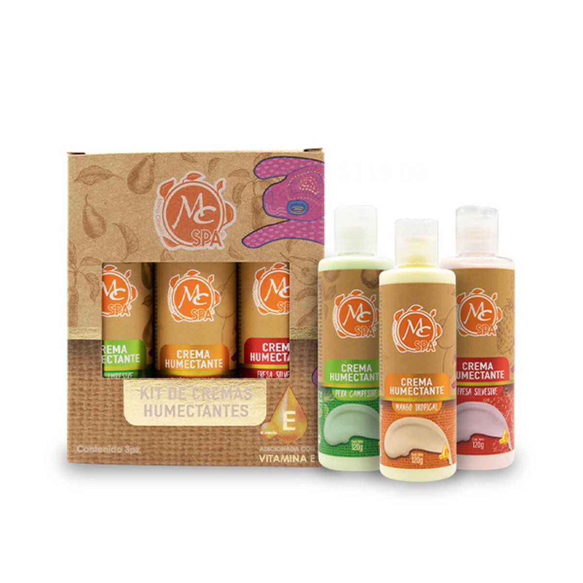 Kit de cremas humectantes 3 pzs de 12 grs c/u MANGO, FRESA Y PERA MC Nails