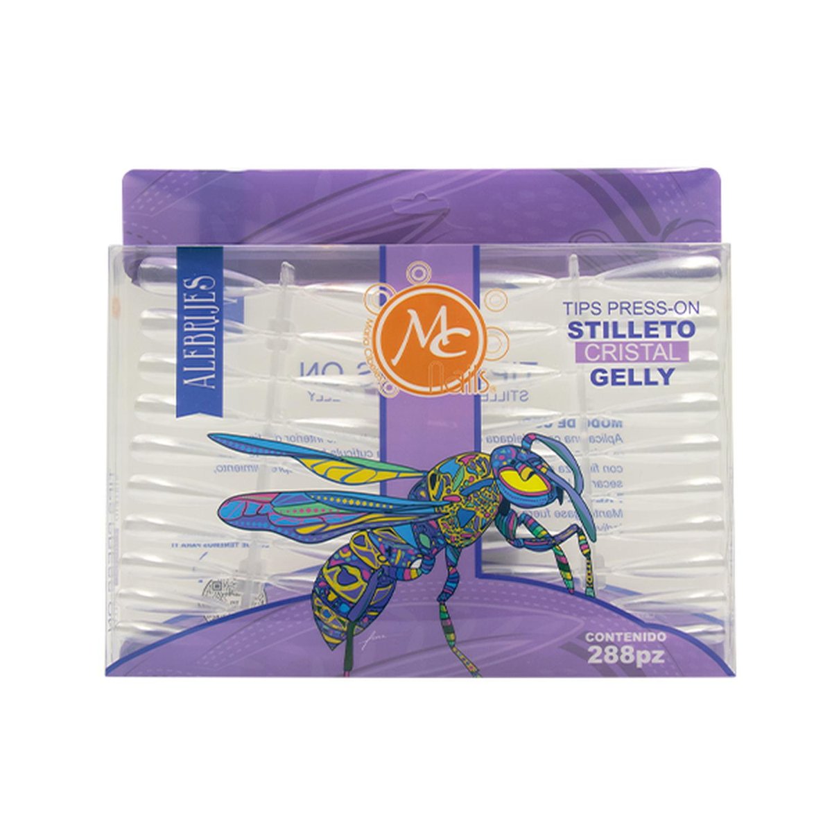 Tips Press On Stilleto Cristal GELLY 288 Pz MC Nails