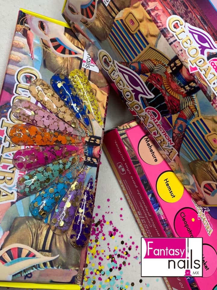 Colección de Polvo Acrílico Cleopatra 10 PZ Fantasy Nails
