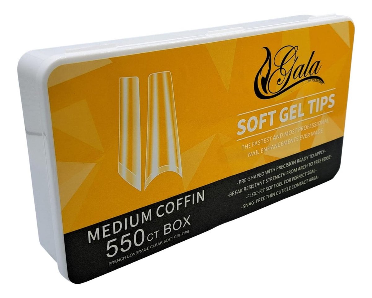 Soft Gel Tips Diferentes Modelos Y Tamaños Paquete Uñas - Medium Coffin 550 CT Box