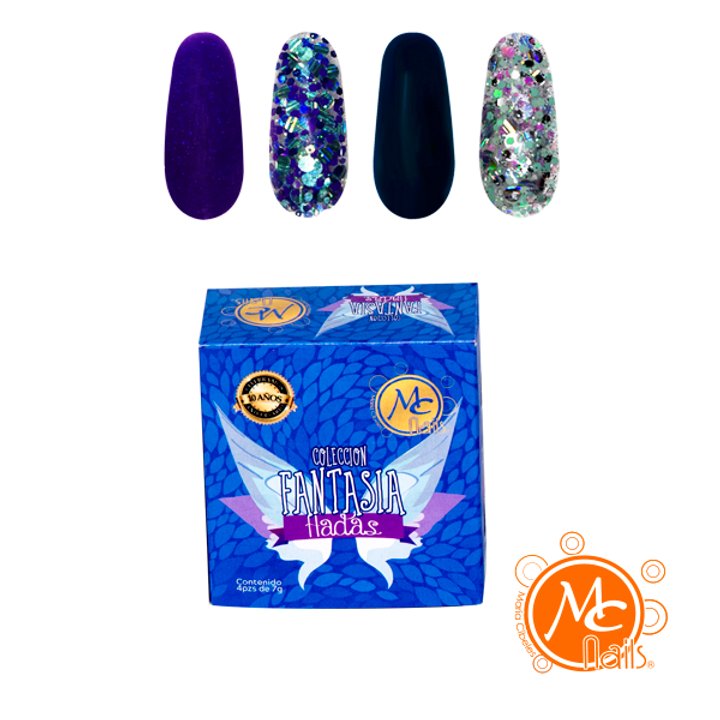 Caja de Polvo acrílico Fantasía Hadas 4 pz MC