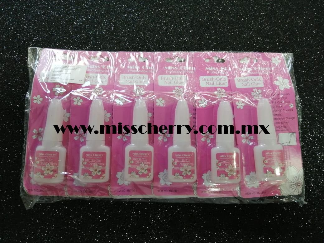 Pegamento para tips (12 pz) en brocha Miss Cherry