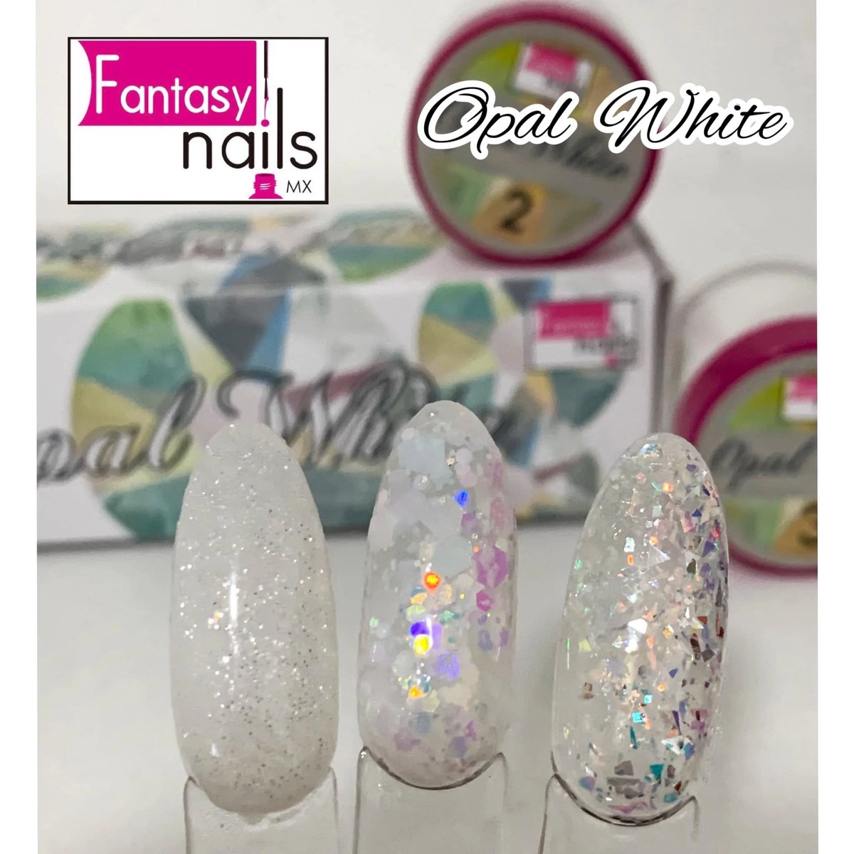 Collection Opal White Fantasy Nails (3 Acrílicos)