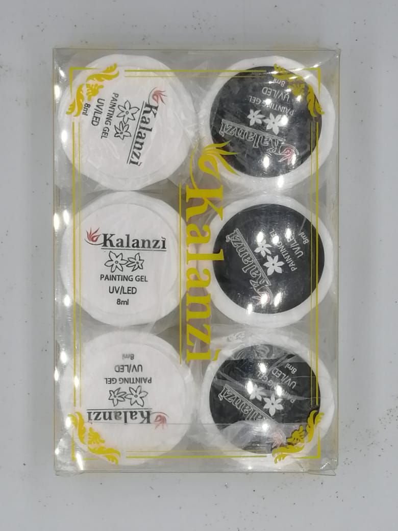 Painting Gel Kalanzi Blanco/Negro empaque con 6 pz