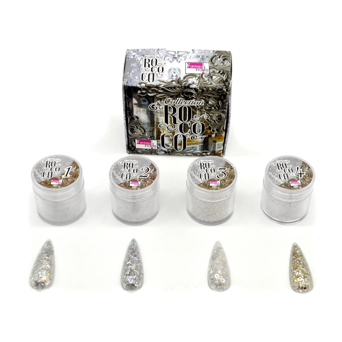 Collection Rococo Plata Fantasy Nails (4 Acrílicos)